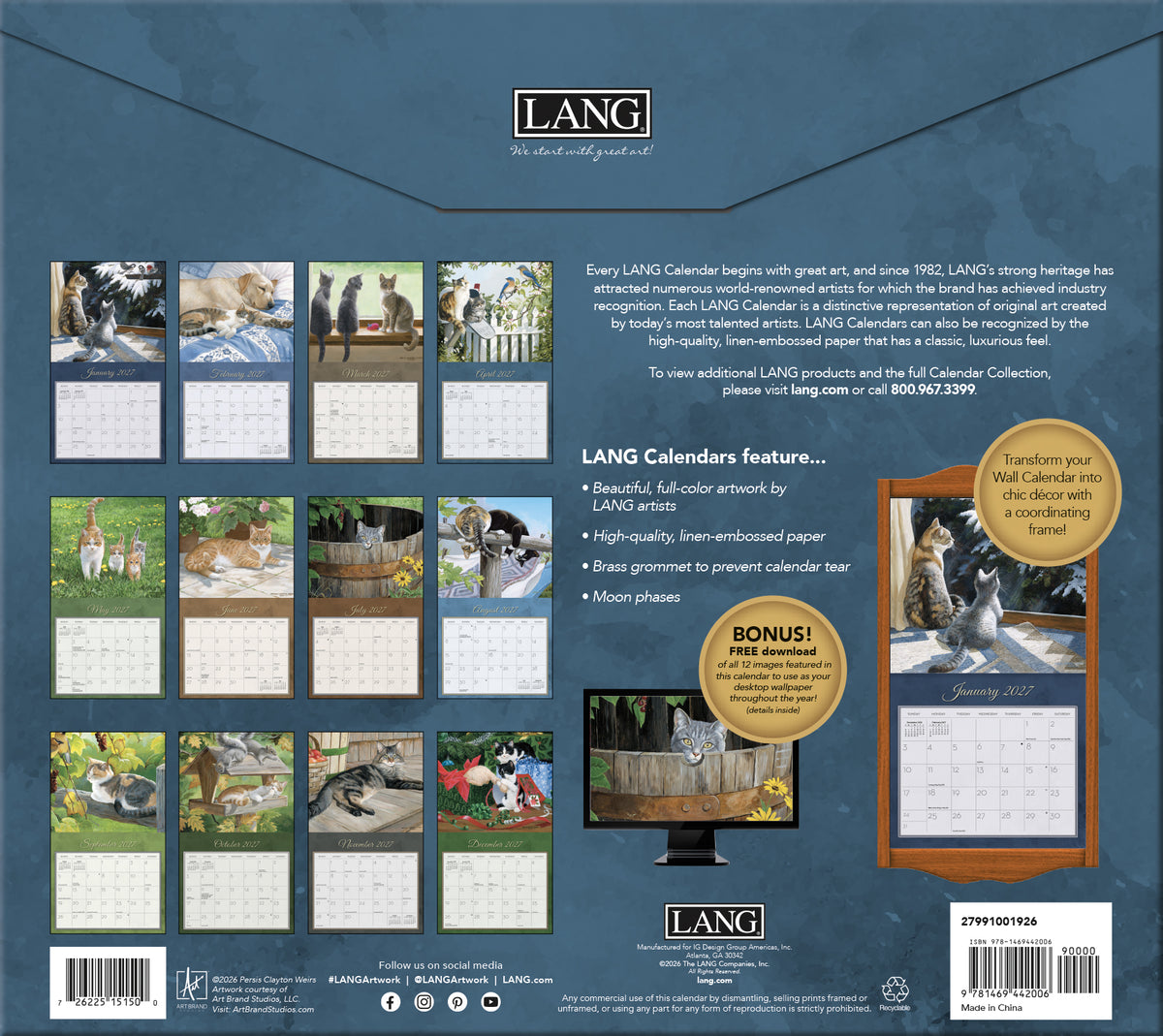 2027 Lang Calendar - Love of Cats – Lang Calendars Canada