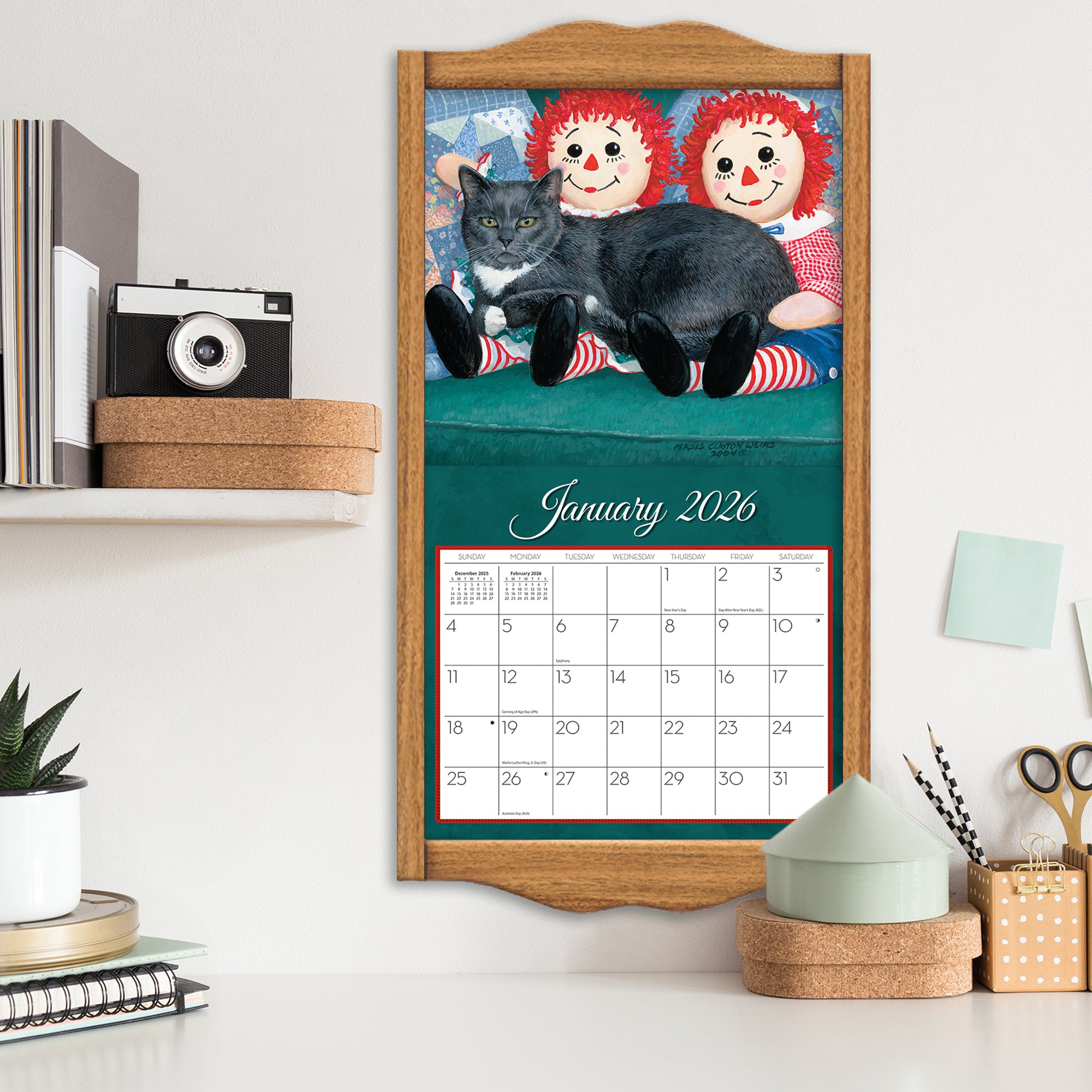 LANG Love Of Cats 2024 Two Year Planner - Cute Cat Artwork, 3.5" X 6.385" Size