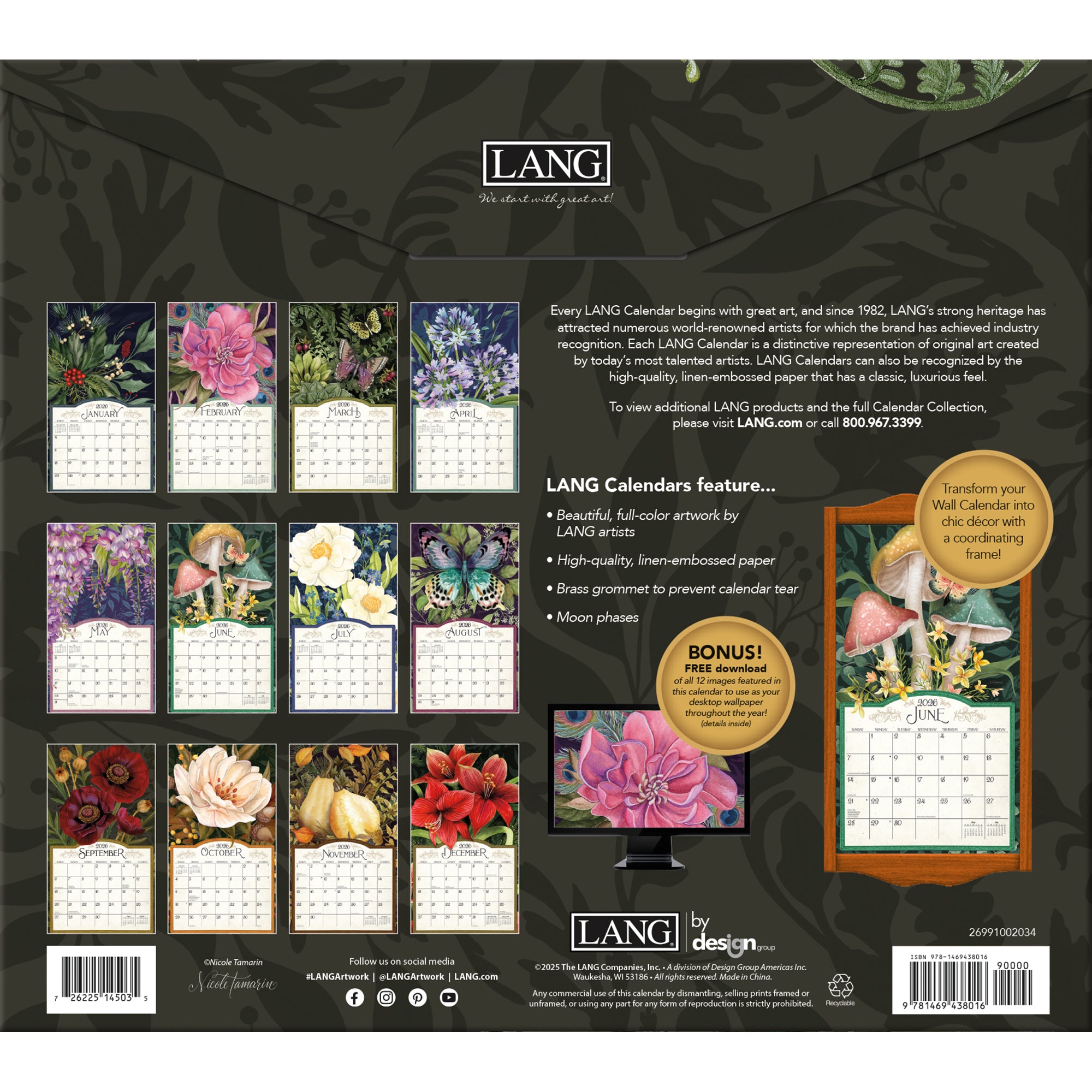 Lang Companies, Birds In The Garden By Jane Shasky 2025 Spiral Engagement Planner